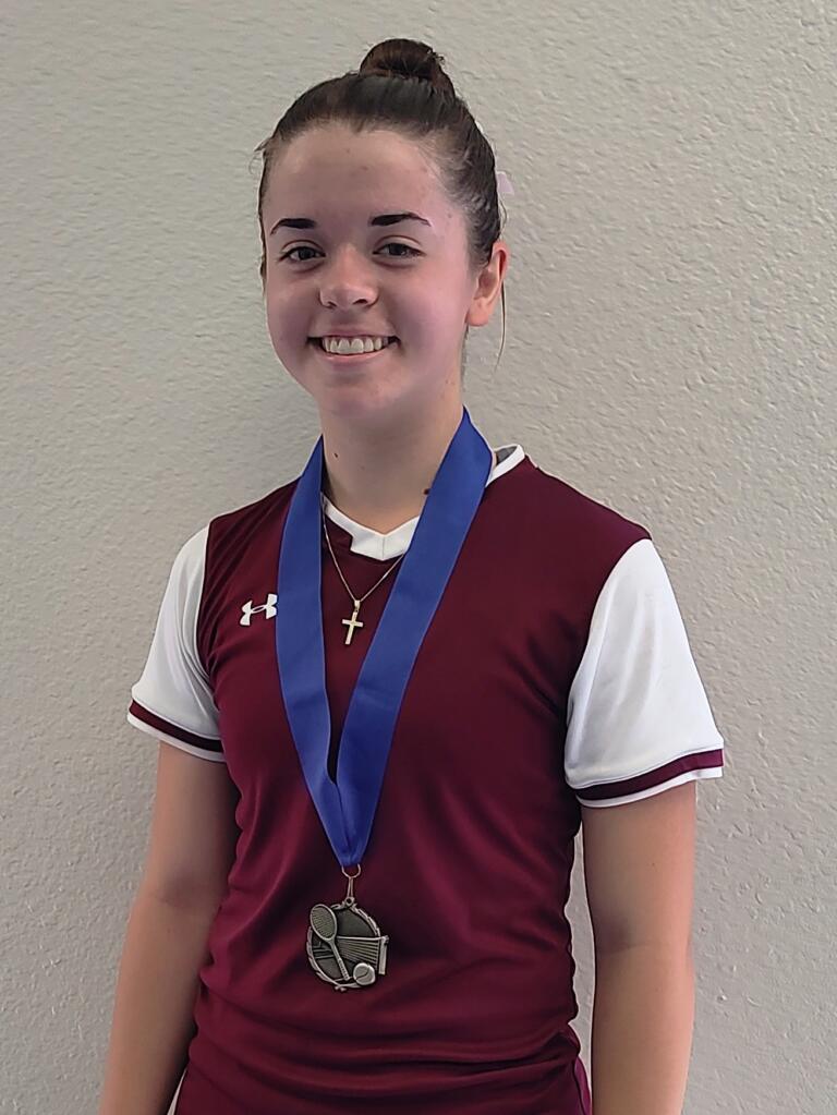 Prairie's Elsa Bice, 3A district singles champion, placed sixth at the 3A bi-district tournament on Saturday, May 18, 2024.