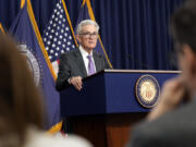 FILE - Federal Reserve Board chair Jerome Powell speaks during a news conference at the Federal Reserve in Washington, March 20, 2024. The Federal Reserve wraps up its two-day policy meeting Wednesday, May 1, 2024. Most analysts expect that the central bank will leave its benchmark borrowing rate alone for the sixth straight meeting.