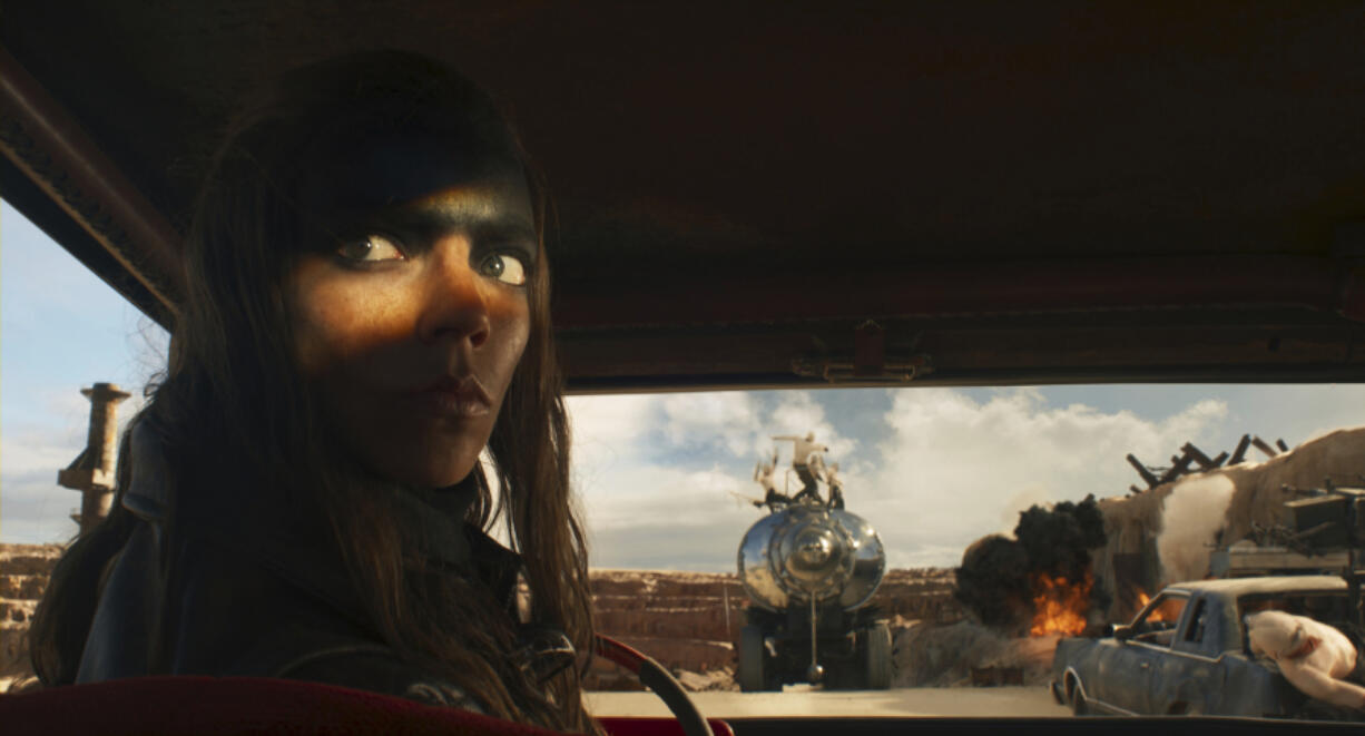 This image released by Warner Bros. Pictures shows Anya Taylor-Joy in a scene from &ldquo;Furiosa: A Mad Max Saga.&rdquo; (Warner Bros.