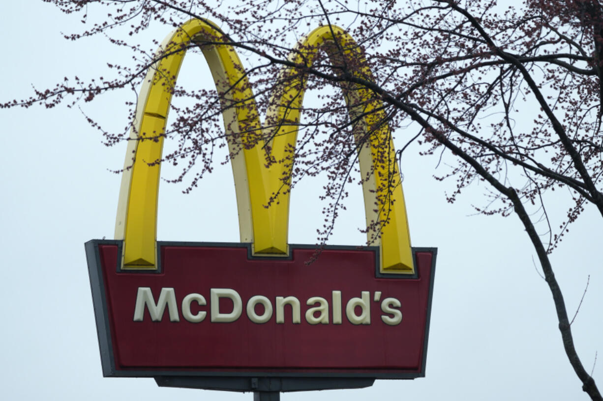 FILE - A McDonald&rsquo;s sign is seen, March 14, 2024, in Wheeling, Ill. McDonald&rsquo;s is fighting back against viral tweets and media reports that it says have exaggerated its price increases. (AP Photo/Nam Y.