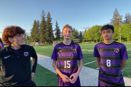 Columbia River player interviews after 8-0 win to secure a 2A soccer berth video