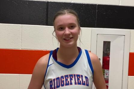 Interview: Morgan Goode chats after Ridgefield's 59-46 win over Kingston in 2A girls Opening Round video