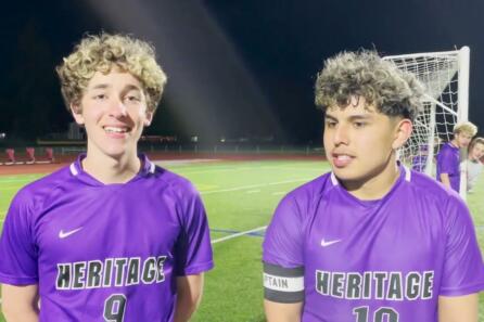 Highlights/Interview: Heritage tops Evergreen 3-1 in boys soccer rivalry rematch video